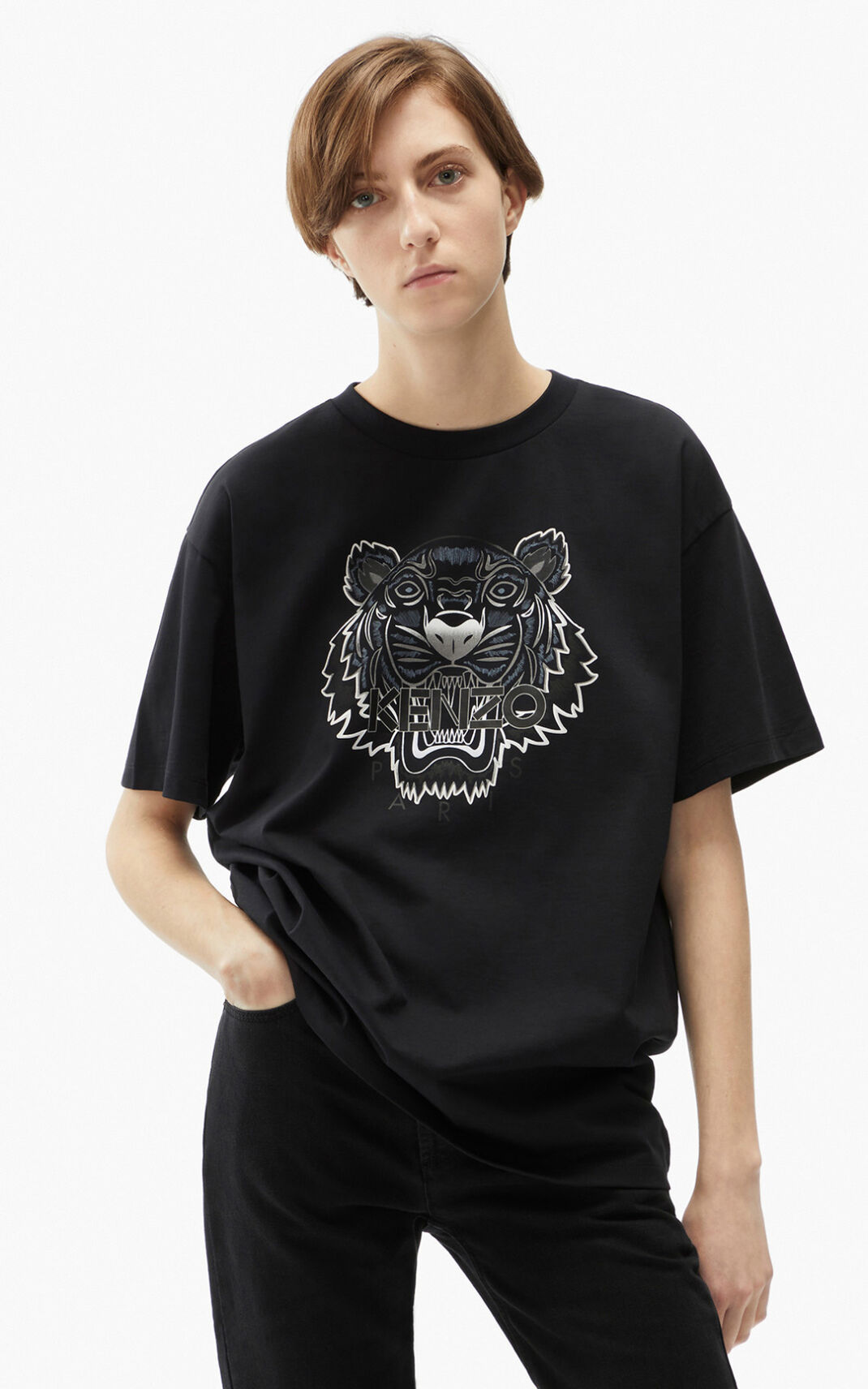 Kenzo Oversize Tiger T-shirts Dame - Sort DK-262584